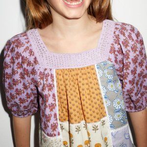 Zara Girls Crochet Patchwork Blouse sz 7